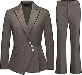 Conjunto de terno feminino de risca de risca de giz slim fit assimétrico blazer bootcut calça formal roupa formal para mulheres escritório negócios