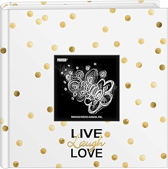Amazon Com Pioneer Photo Albums Golden Dots Live Laugh Love 0 Pkt 4x6 Photo Album Pocket Gold Arts Crafts Sewing