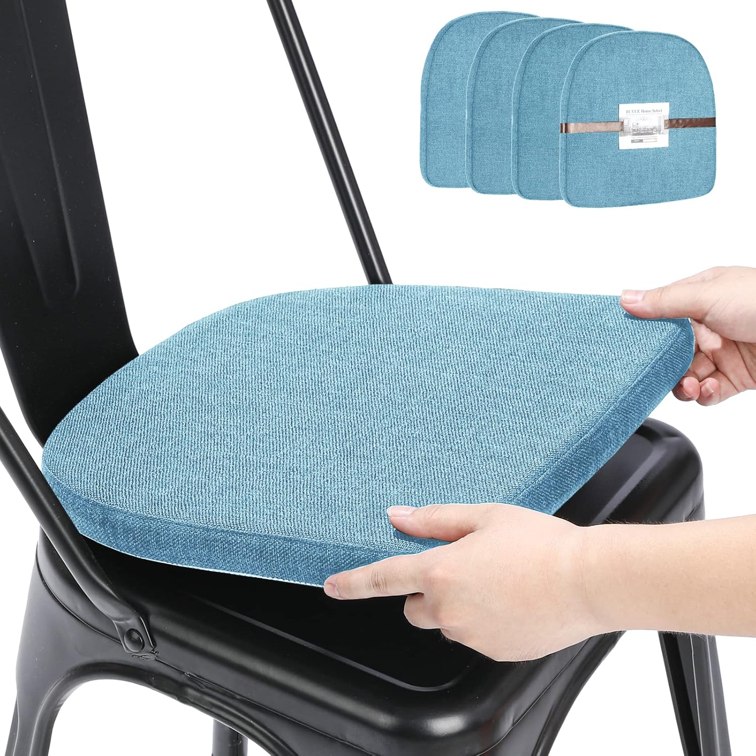 BUYUE Natural Linen 14x14 Cushions for Metal Chair