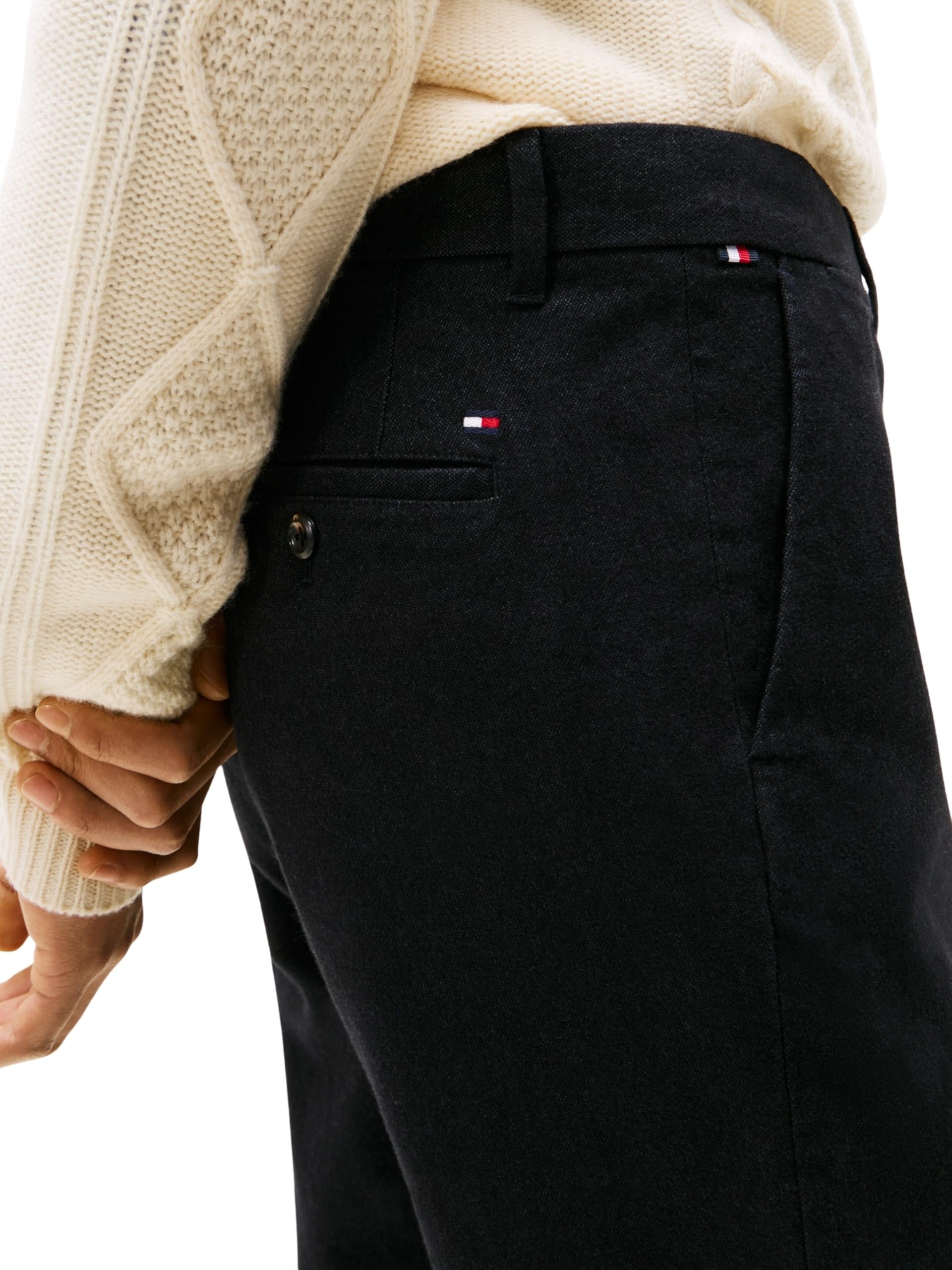 Tommy Hilfiger Uomo Pantaloni Chino Brushed Melange Denton Straight Fit