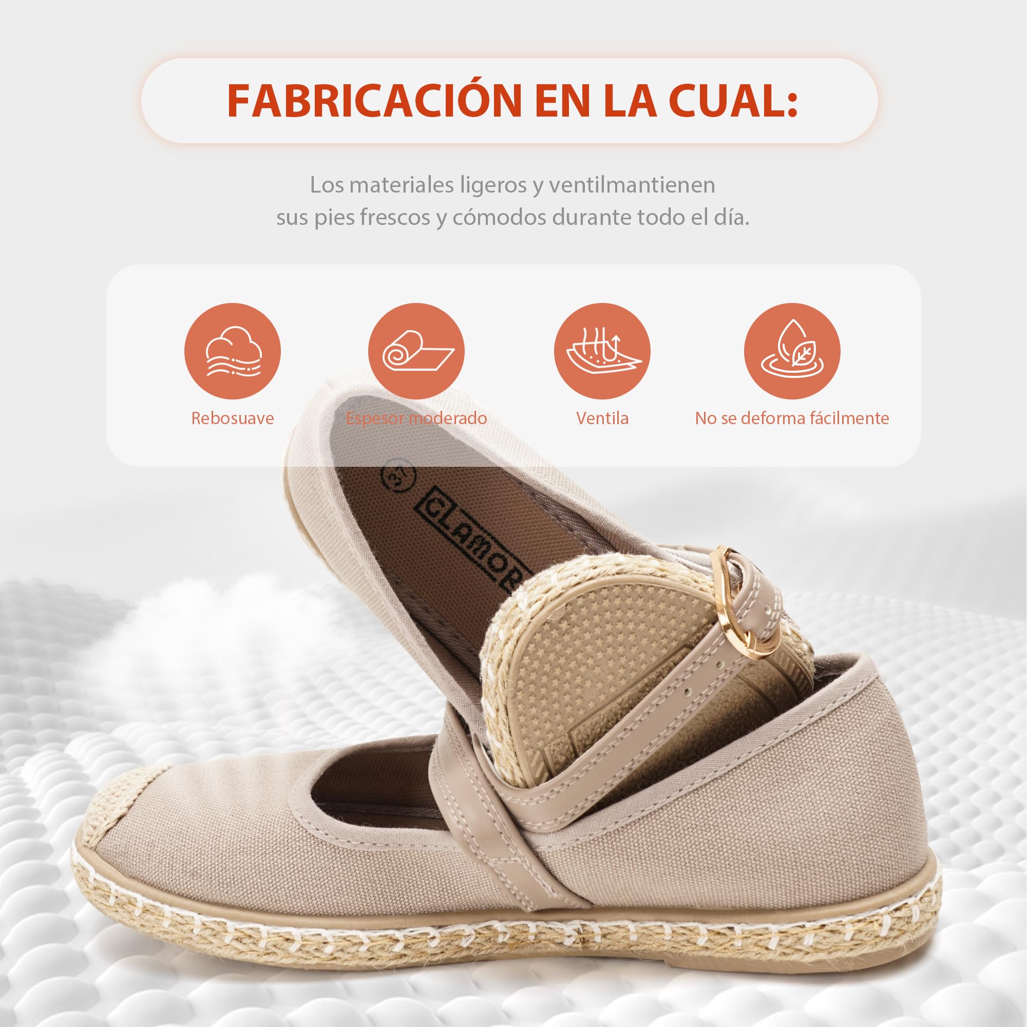 GLAMORA Merceditas Mujer con Hebilla Bailarinas Esparto Manoletinas de Punto Transpirable Zapatos Planos Mujer Suela de Goma Antideslizante Estilo Alpargata Calzado Verano Cómodos Ligeros