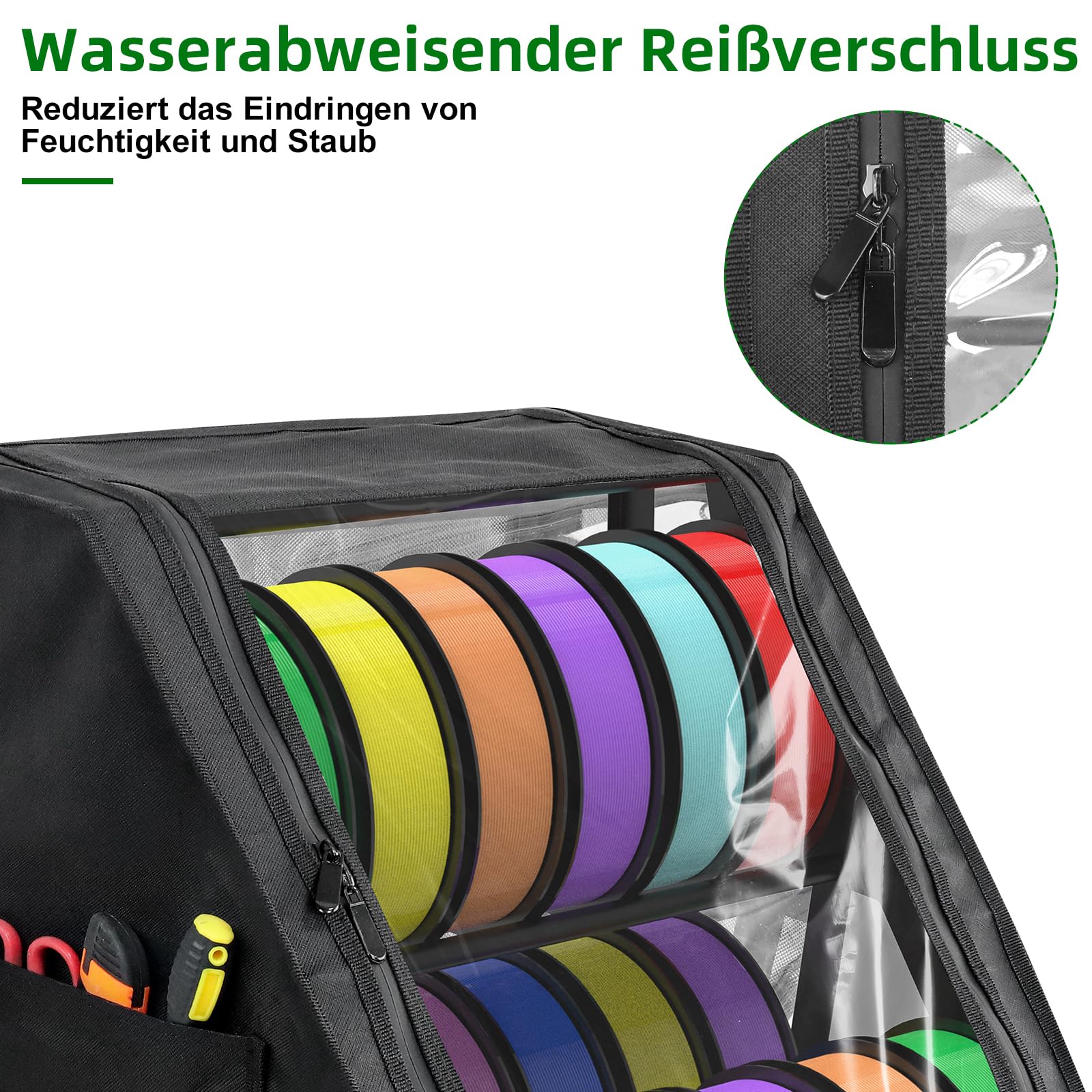 3D Drucker Filament Aufbewahrungsbox für 18 Rollen – Metall Filament Regal mit trapezförmigem Design, Staub- und Feuchtigkeitsschutz mit Trockenmittel für Zuhause, Büro und Studio