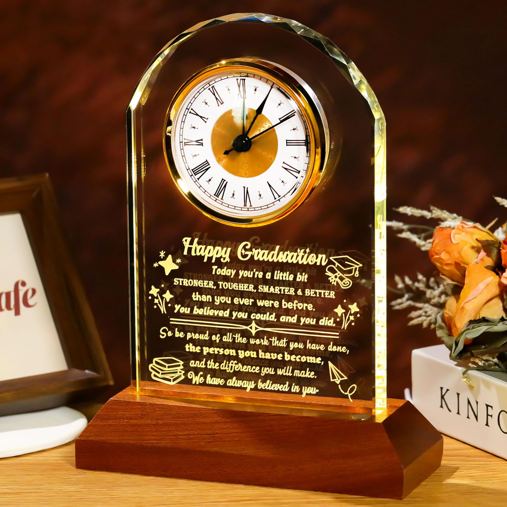 Arikyrist Graduation Glass Clock with LED Light for Him