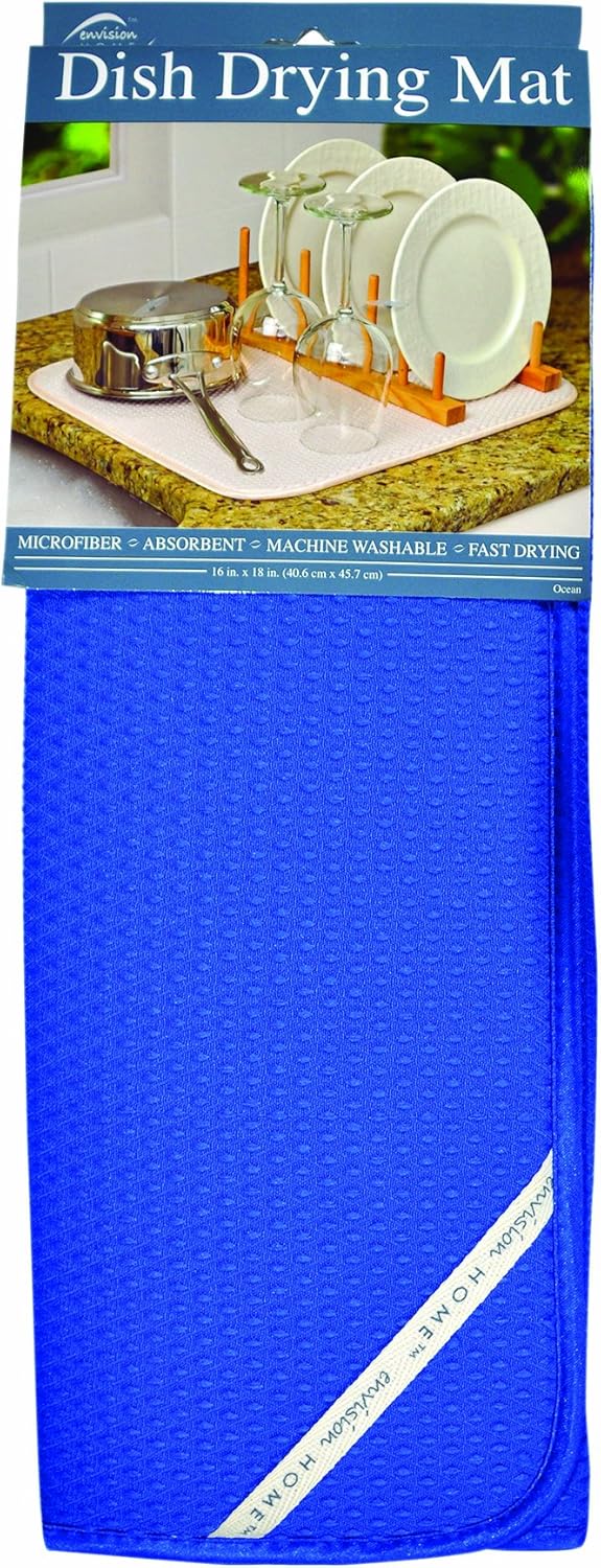 Envision Home Microfiber Dish Drying Mat, X-Large, 18 by 24-Inch, Cream