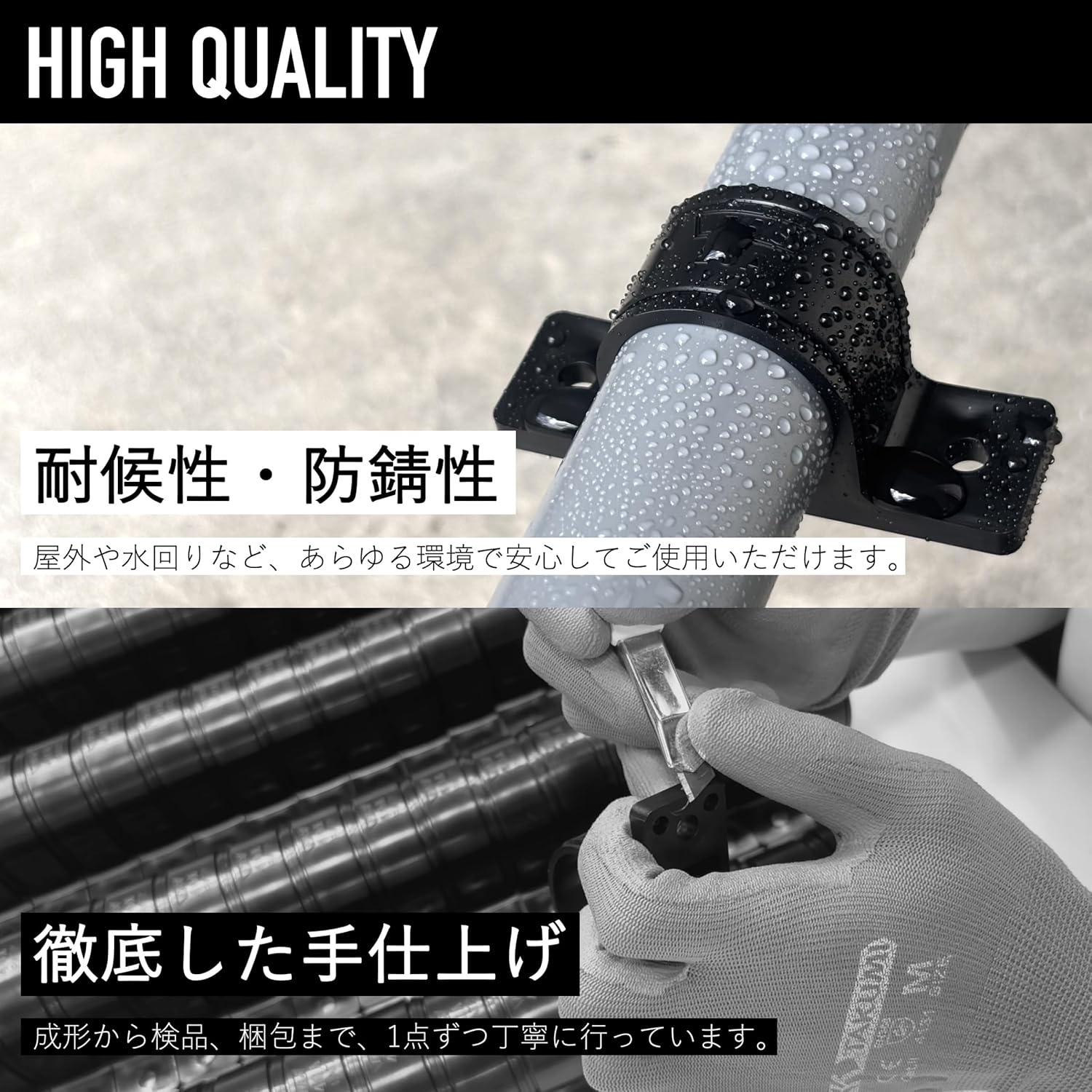 Koei KFBS01-3305 Resin Saddle Bands, 0.9 inches (23 mm), Pipe Fixing Fittings, Joint, Electrical Conduit, Wire Stopper, Screws Included, Black, 10 Pieces