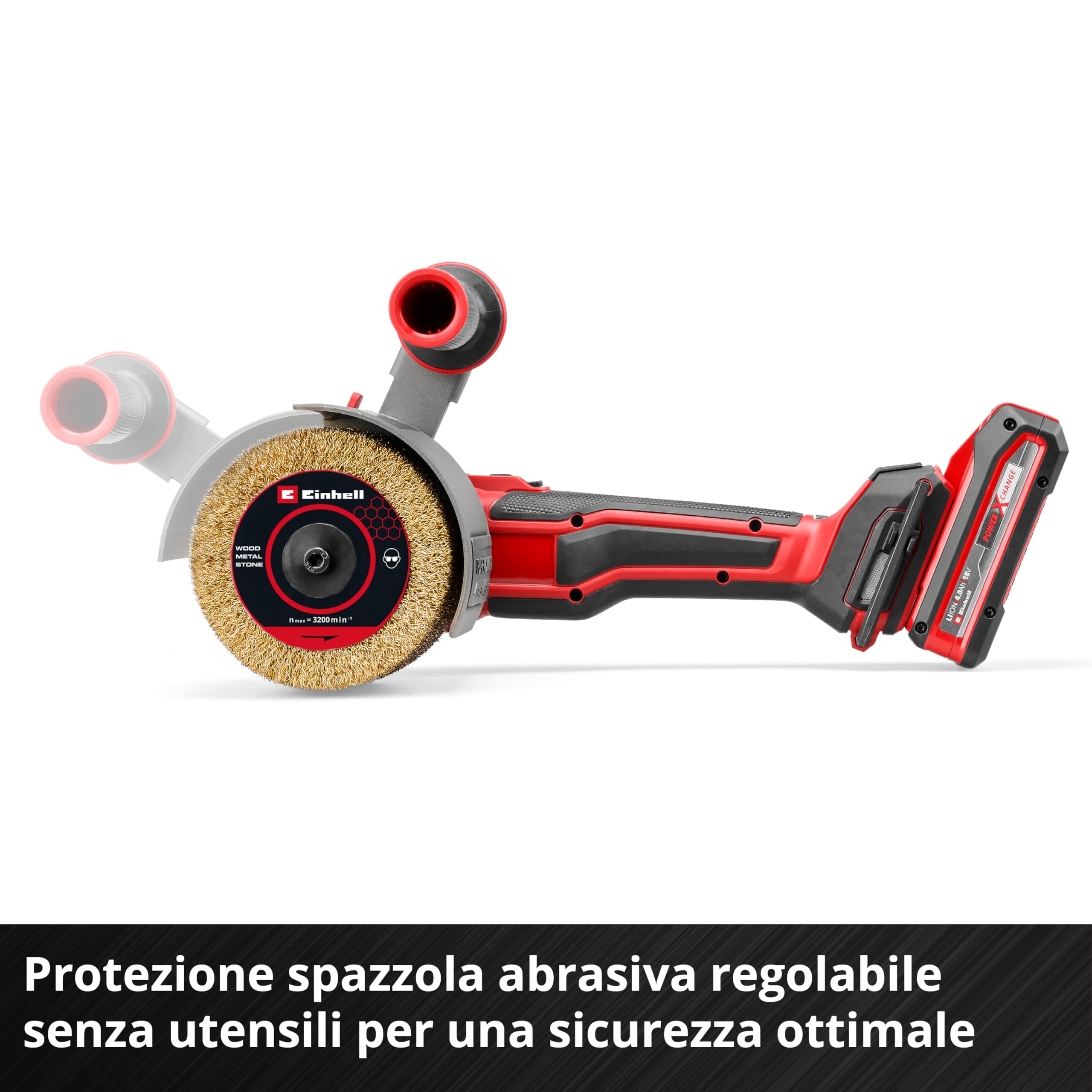 Levigatrice a spazzola Einhell Professional TP-BR 18/32 Li BL-Solo PXC (18 V, 1300 W, Brushless, max 3.200 giri/min. per spazzole da 120 mm, inclusa spazzola in fibra sintetica, batteria esclusa)