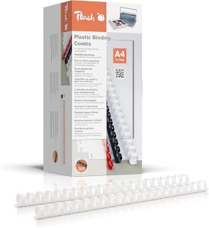 Peach Rilegatura in plastica A4, 6 mm, 25 fogli, 500 pezzi, bianco, PB406-50