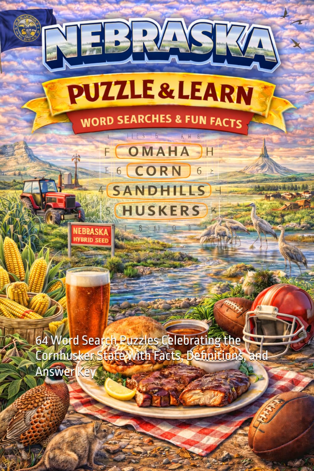 Nebraska Puzzle and Learn: 64 Word Search Puzzles Celebrating the Cornhusker State with Facts, Definitions, and Answer Key (Ultimate States Word Search and Learn Collection)