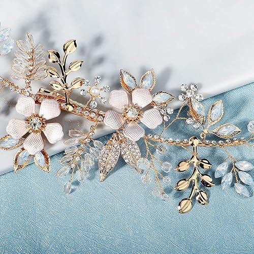 Miniatura 5 de Pinzas para el pelo de boda para novia, horquillas de cristal para dama de honor, pinzas para el cabello con perlas y diamantes de imitación, piezas