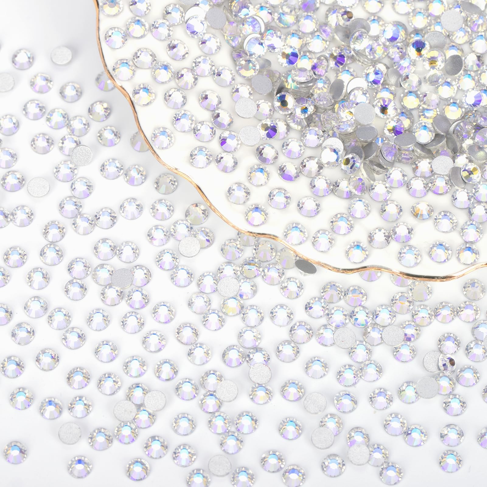 10000PCS Moonlight Rhinestones Bulk, Flat Back Crystal Glass Stone Round Gems,SS20, 4.6-4.8mm