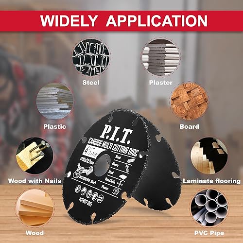 Miniatura 3 de P.I.T. Paquete de 3 cuchillas de amoladora angular, incluye hoja de diamante de 4-12 pulgadas, hoja de carburo de tungsteno para cortar granito,
