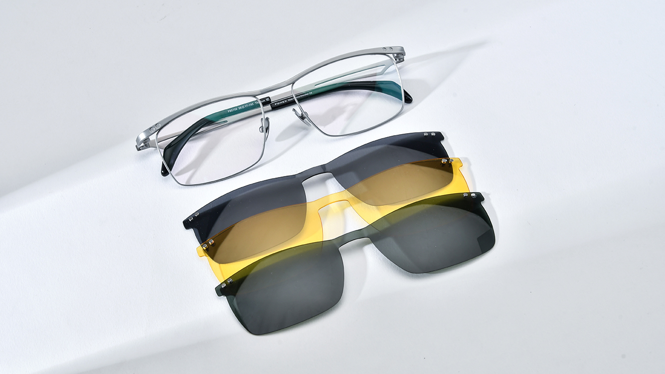Magnetic Clip On Sunglasses FONEX Pure Titanium Glasses Frame Men