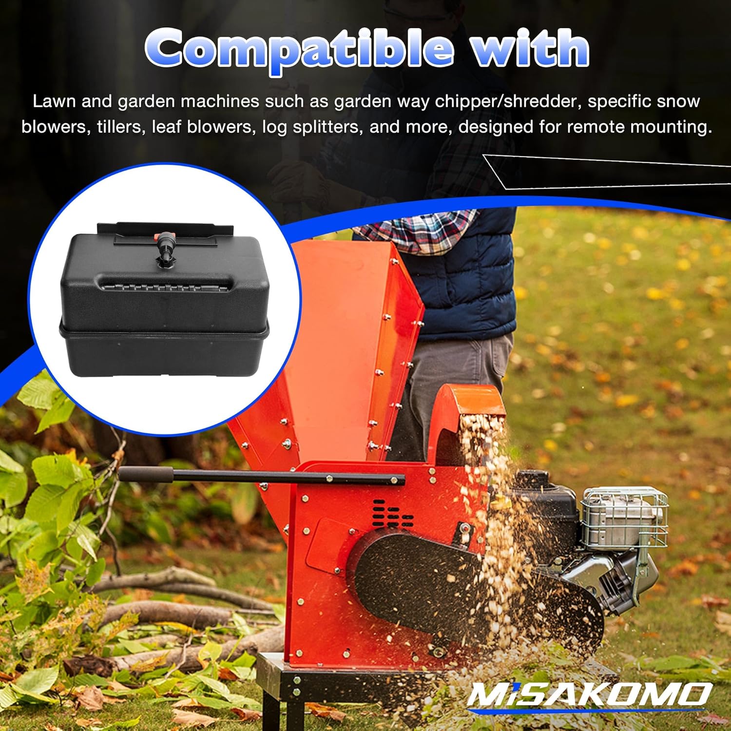 691993 Fuel Tank, 1 Gallon Gas Tank for Lawn Mower Small Engines, Garden Tiller, Log Splitter, Snow Blower, 4 Quart Plastic Universal Tank with Shut Off Valve and Cap for Remote Mounting