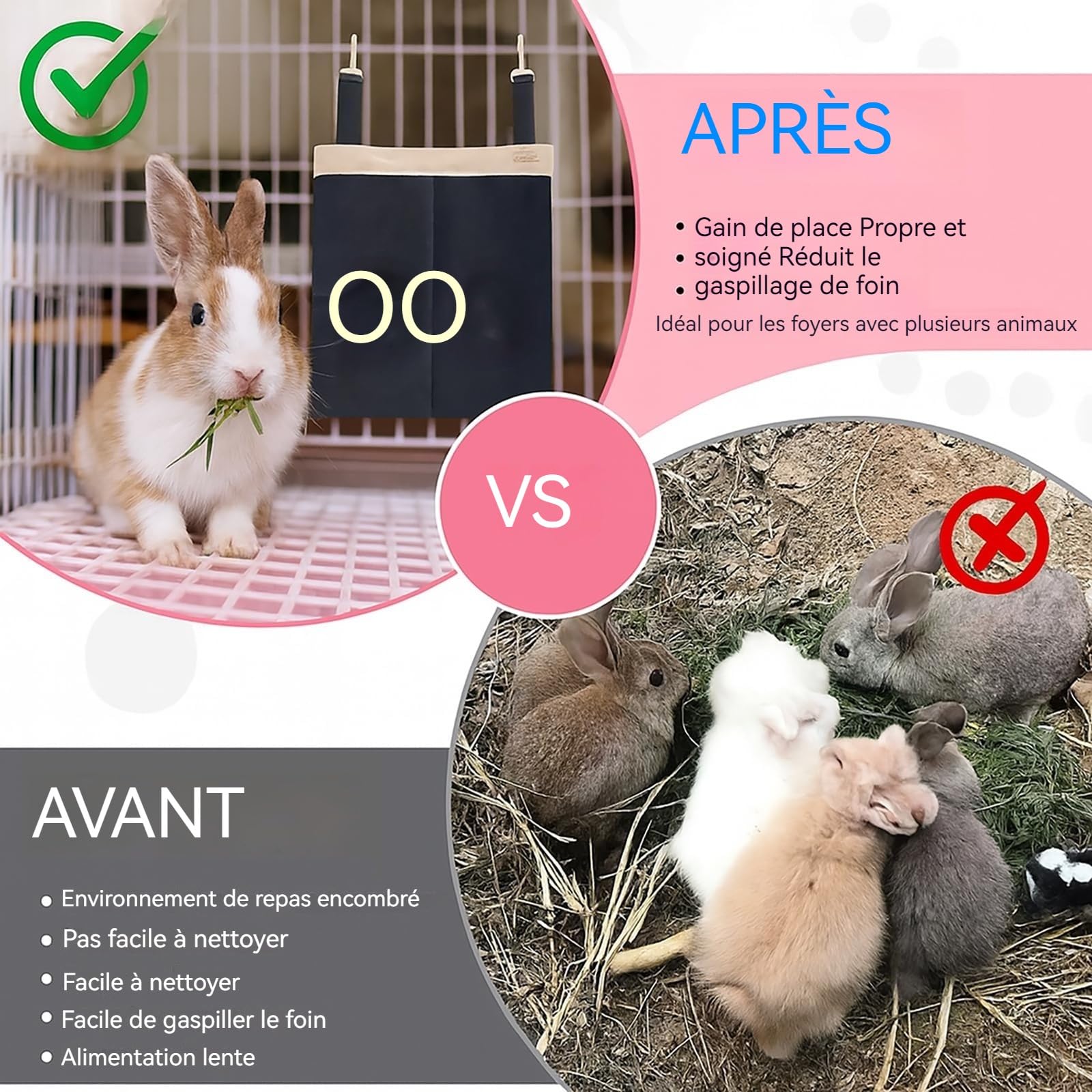 Mangeoire à Foin Suspendue pour Lapins, Hamsters, Chinchillas