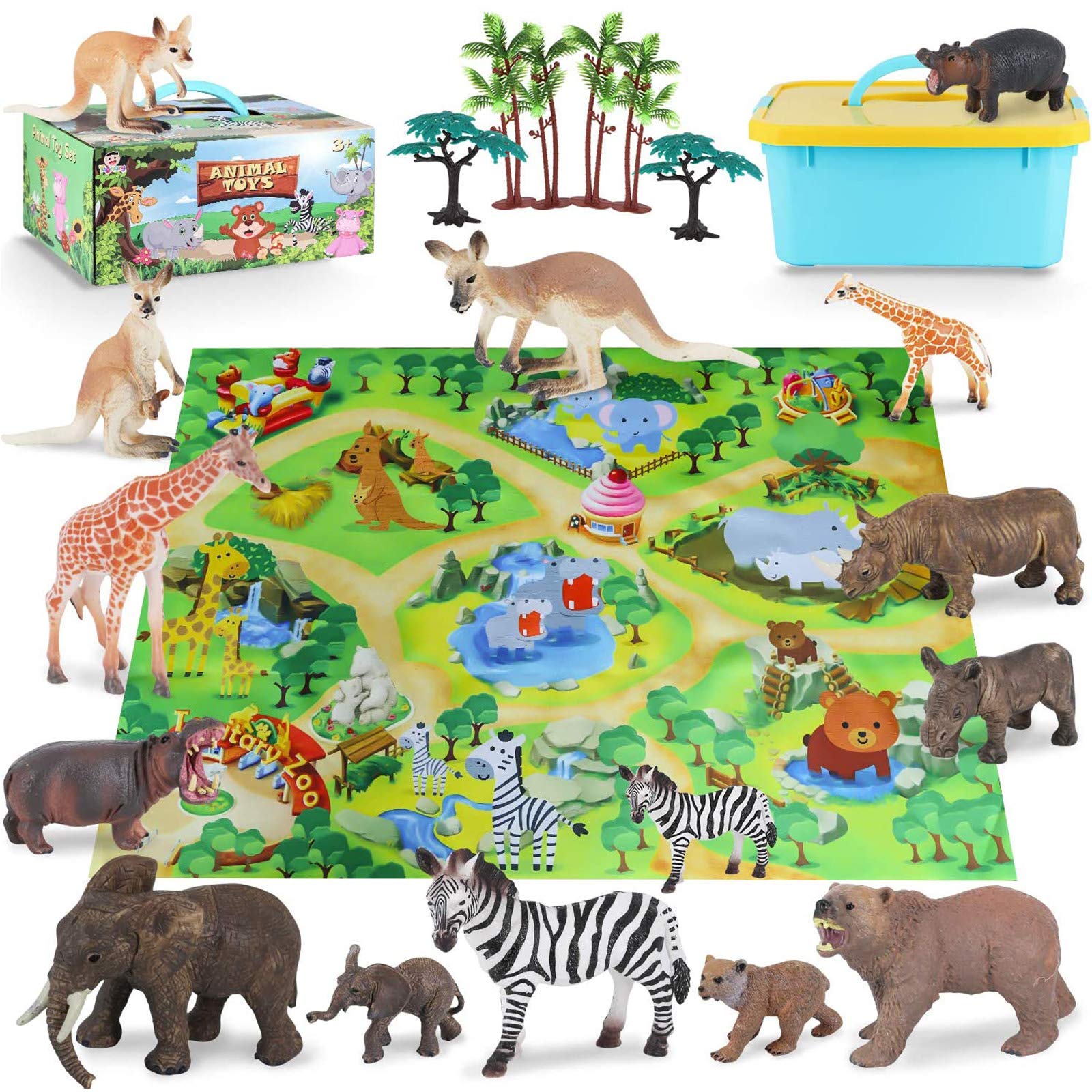 Buy Toy Animals for Toddlers Zoo Animals Figures Playset with Activity