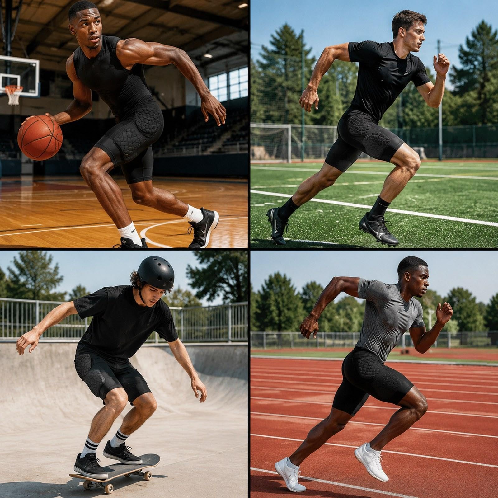 Pantaloncini da Portiere con Imbottitura sulle Cosce, Pantaloncini a Compressione, Pantaloni di Protezione per I Fianchi, Intimo Sportivo, Traspiranti