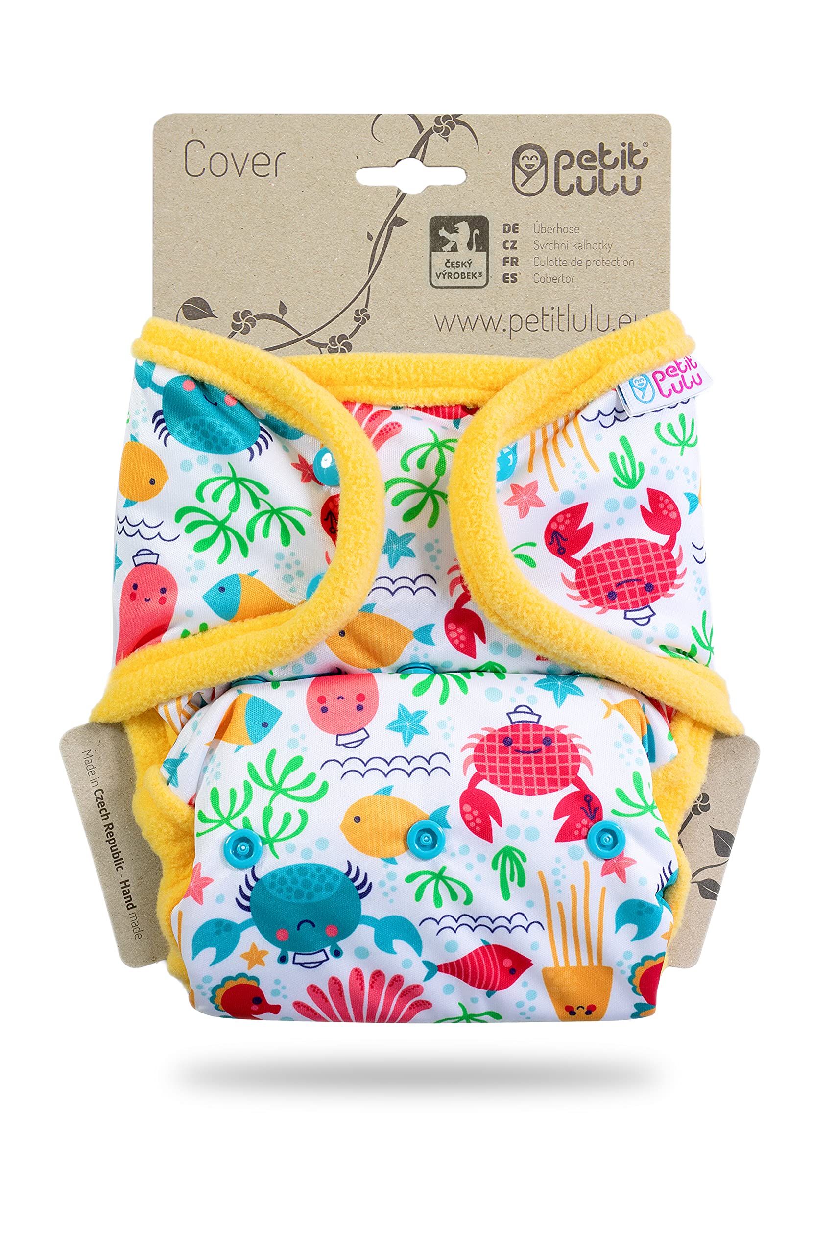 Petit Lulu Copertina per Prefold Taglia Unica (5-16 kg) Snaps Pannolino Impermeabile e Regolabile Riutilizzabile e Lavabile Prodotto in Europa (Lagoon)