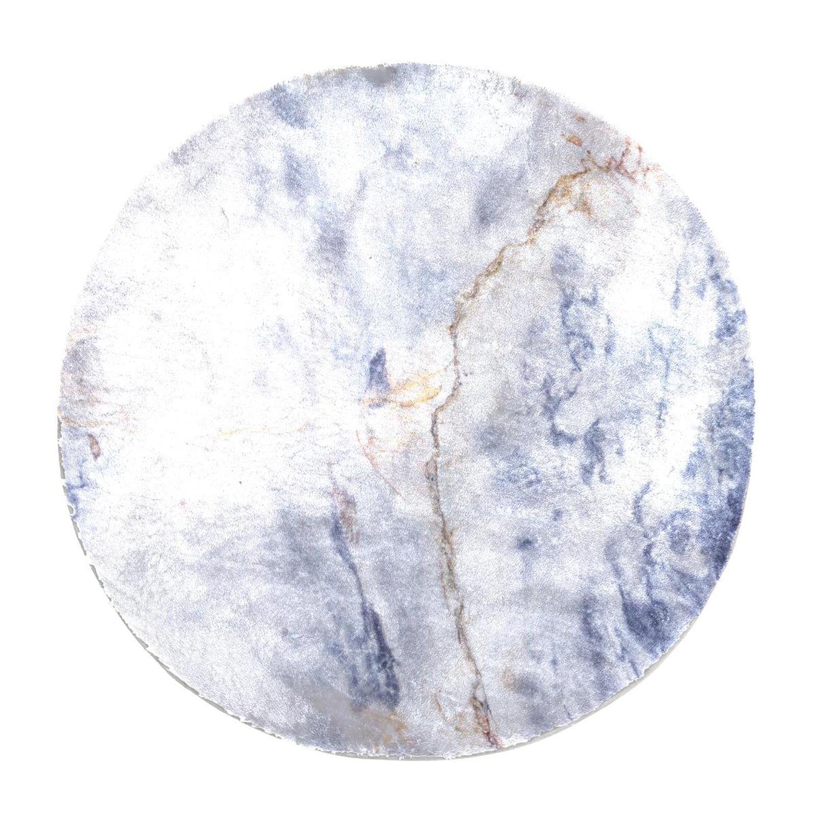 Tapis rond en fausse fourrure de lapin gris clair 70 cm avec motif marbre