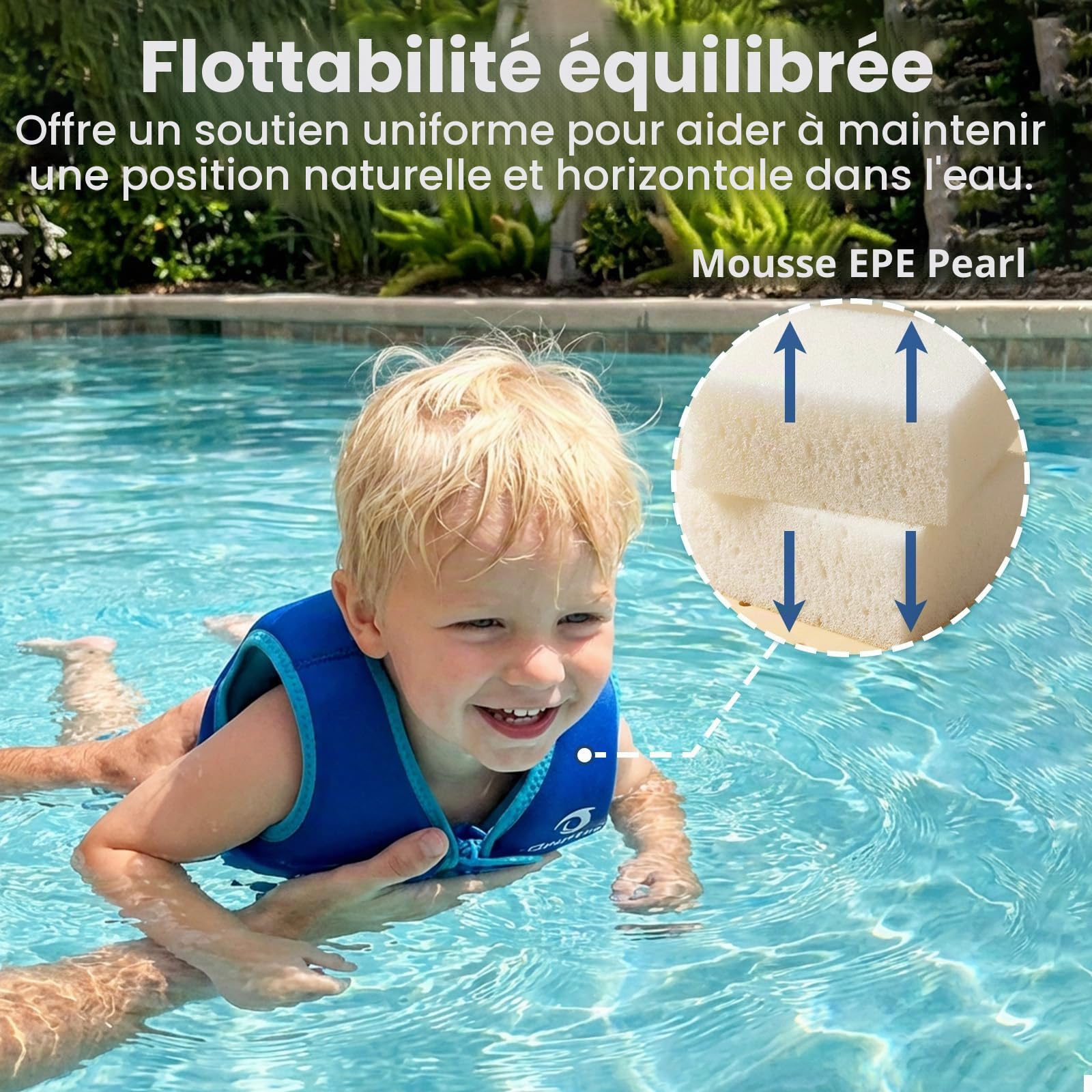 Owntop Gilet de Natation pour Enfants - Gilet de Flottaison avec Bande d'Entrejambe | Aide à la Flottabilité Enfants| Veste de Natation en Néoprène Léger | pour Garçons et Filles de 2 à 8 Ans