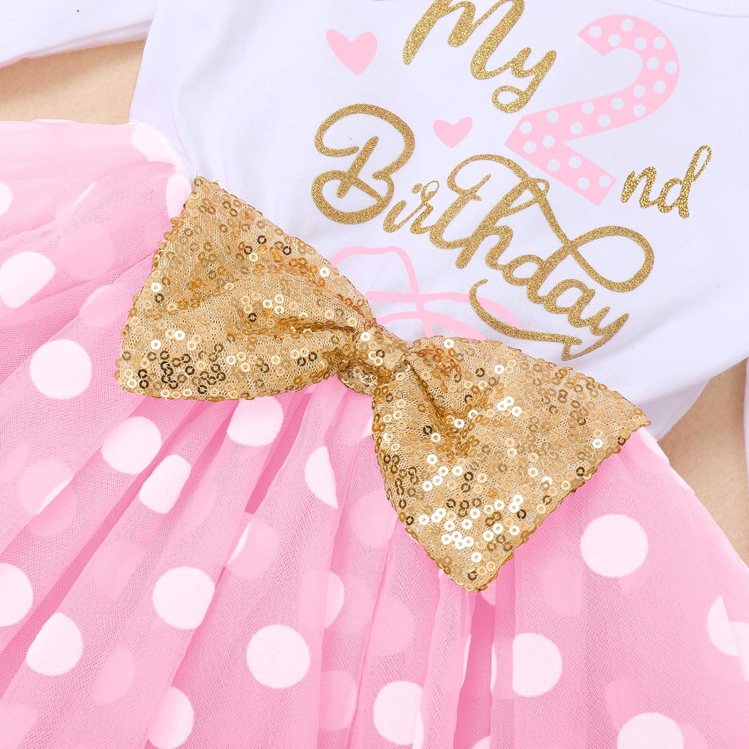 Baby Girls My 1st 2nd 3rd Birthday Polka Dots Dress w/Headband Long Sleeve Sequin Princess Tutu Cake Smash One Party Gown - Image 4