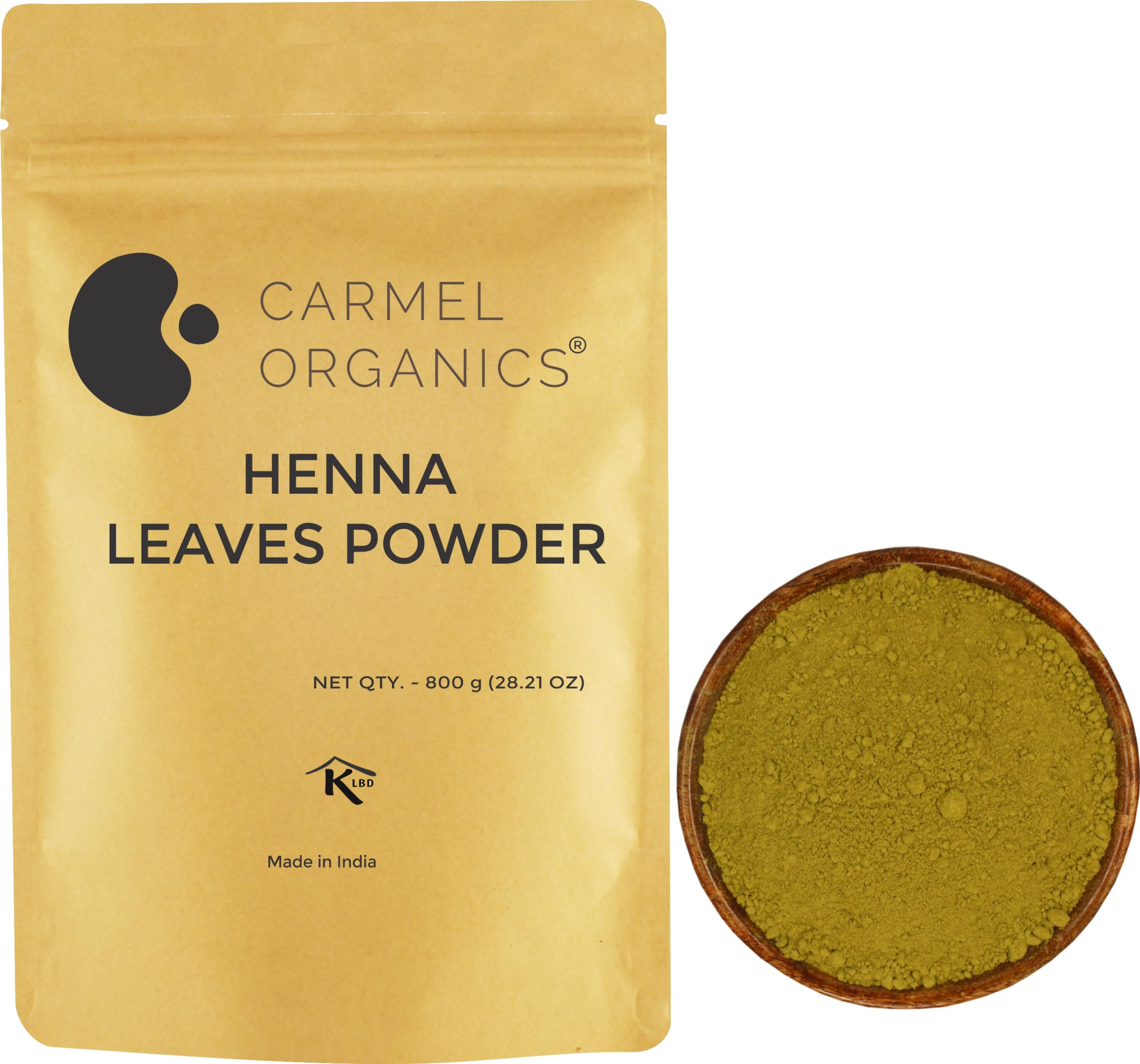 CARMEL ORGANICS Herbal Henna Powder 800 Gram (Blend of Henna, Amla, Bhringraj, Bacopa, Fenugreek,Neem) for Hair Color | No Added Color & Preservatives | Marudhani Podi/Mardhani Podi/Mehandi