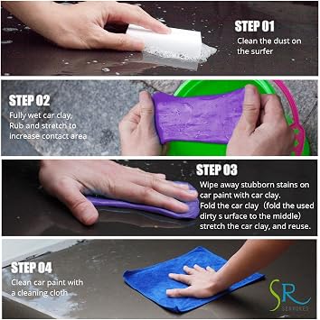Clay Bar Car Detailing Clay - ClayBars Magic Clay Bar Kit, Premium 4Block x100g Mild Grade Auto Clay Bar with Washing and Adsorption Capacity for Glass, Vehicles and Much More Cleaning, Towel Included