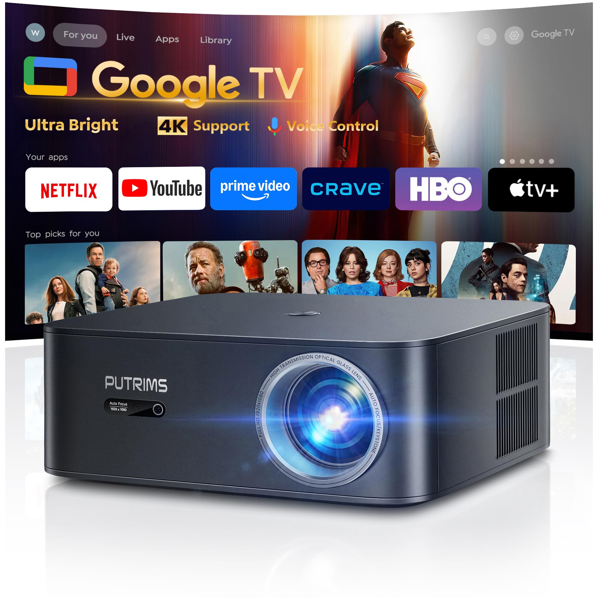 Amazon.com: [Ultra Bright/Google TV/4K Support] Smart-Projector