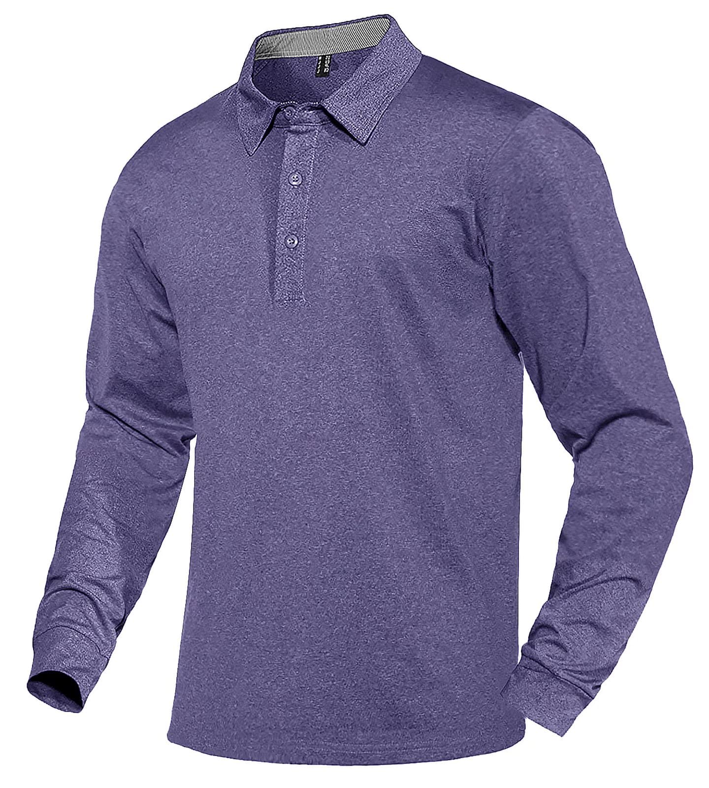 BIYLACLESENMen's Golf Polo Shirts Long Sleeve 3 Buttons Performance Quick Dry Jersey Pique Casual T-Shirts