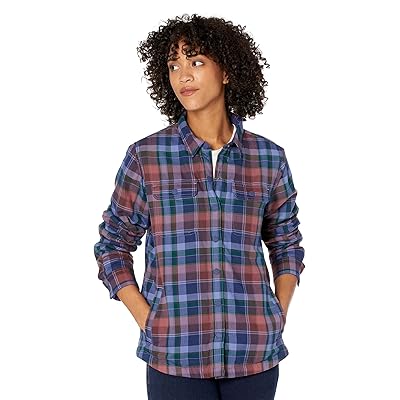 L.L.Bean Fleece Lined Flannel Shirt Snap Front Plaid Women