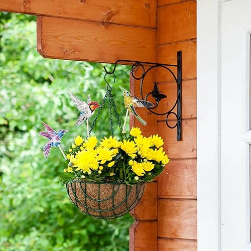 Miniatura 2 de Vcekract 8 kits de pintura de diamante de colibrí, kits de arte de diamantes para decoración de jardín, estacas de jardín para adultos, pintura de