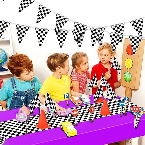 Miniatura 7 de Irenare Suministros para Fiesta de Cumpleaños de Coches Carreras Decoraciones Fiesta de los Años 50 Mantel de Carrera Pista de Carreras Funda de