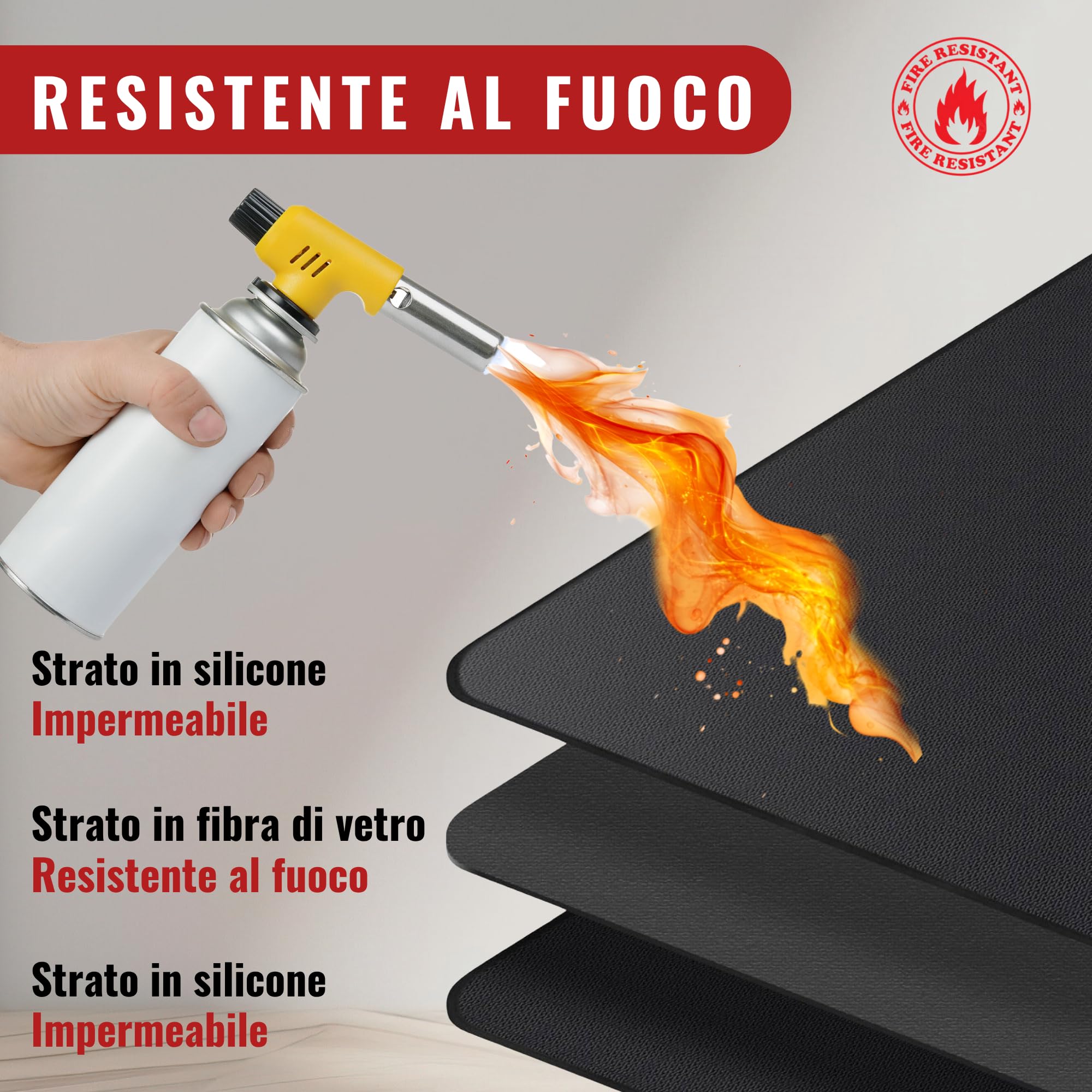 Tappeto per Camino Ignifugo 100 x 60 cm | Tappetino Ignifugo per Camino e Stufa a Legna | Include 4 Strisce Antiscivolo | Protegge il Pavimento da Bruciature e Macchie | Tappeto Camino Resistente