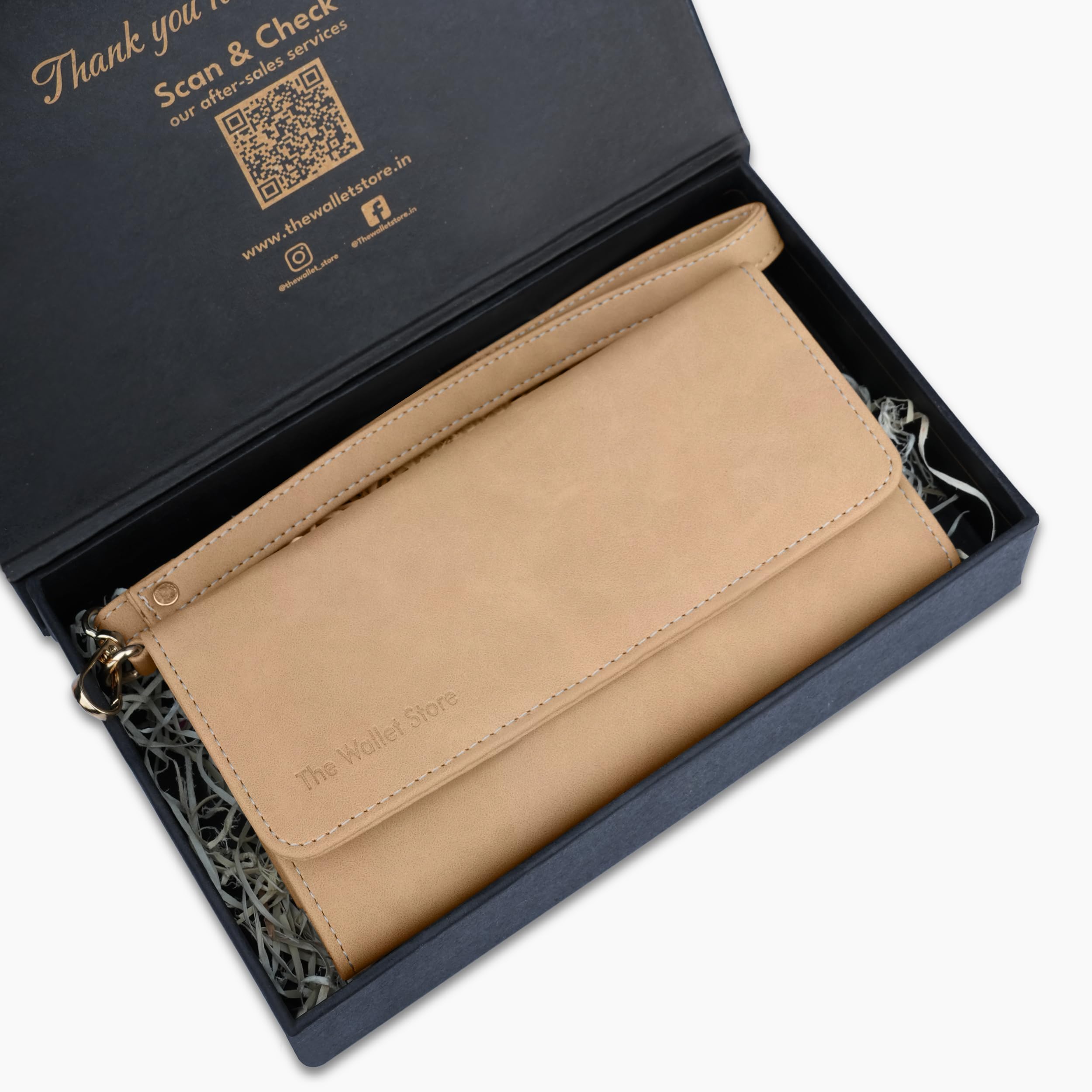 The Wallet Store Suede Leather Clutch For Women - Tan