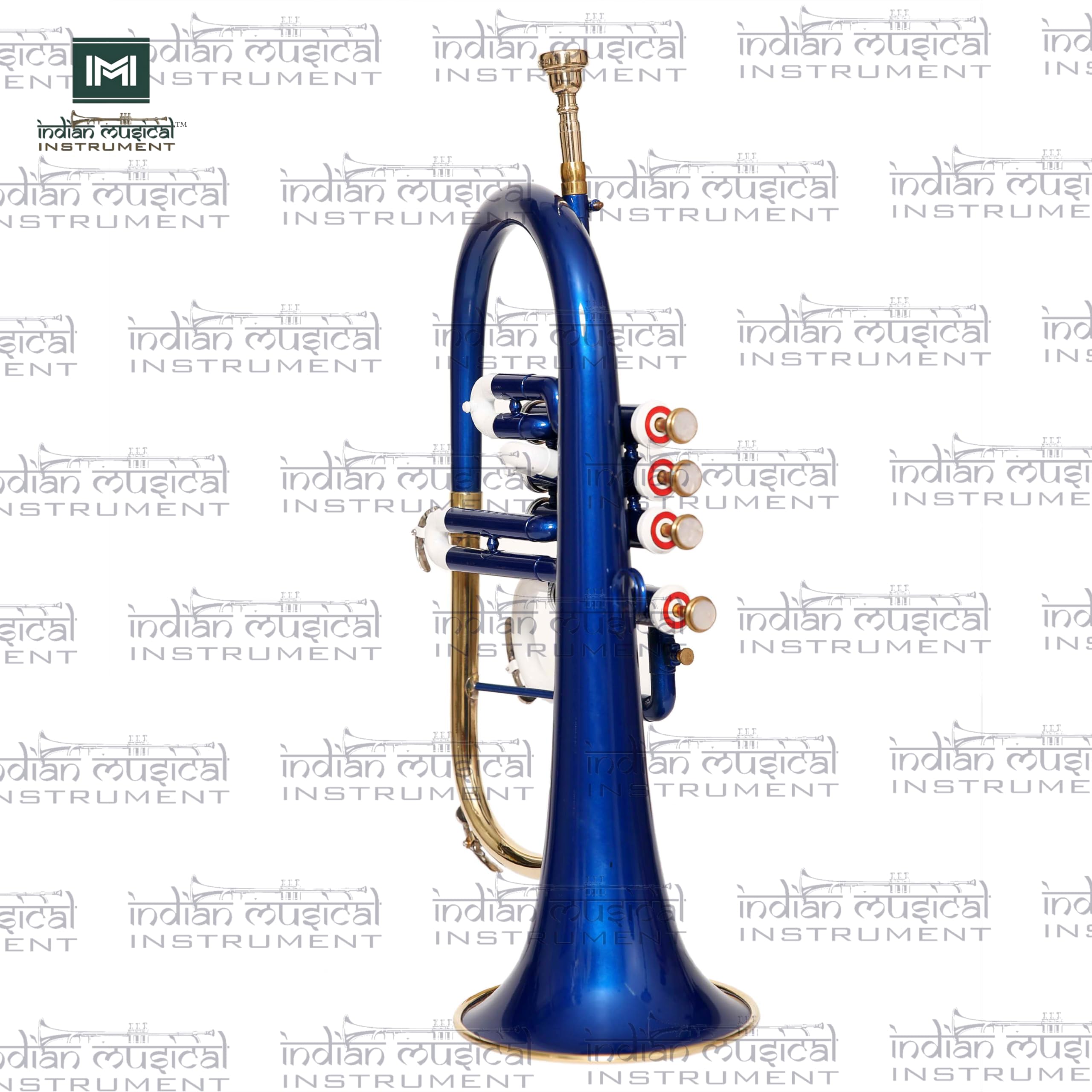Flugel Horn 4 valvole passo BB con custodia rigida e bocchino (blu bianco oro)