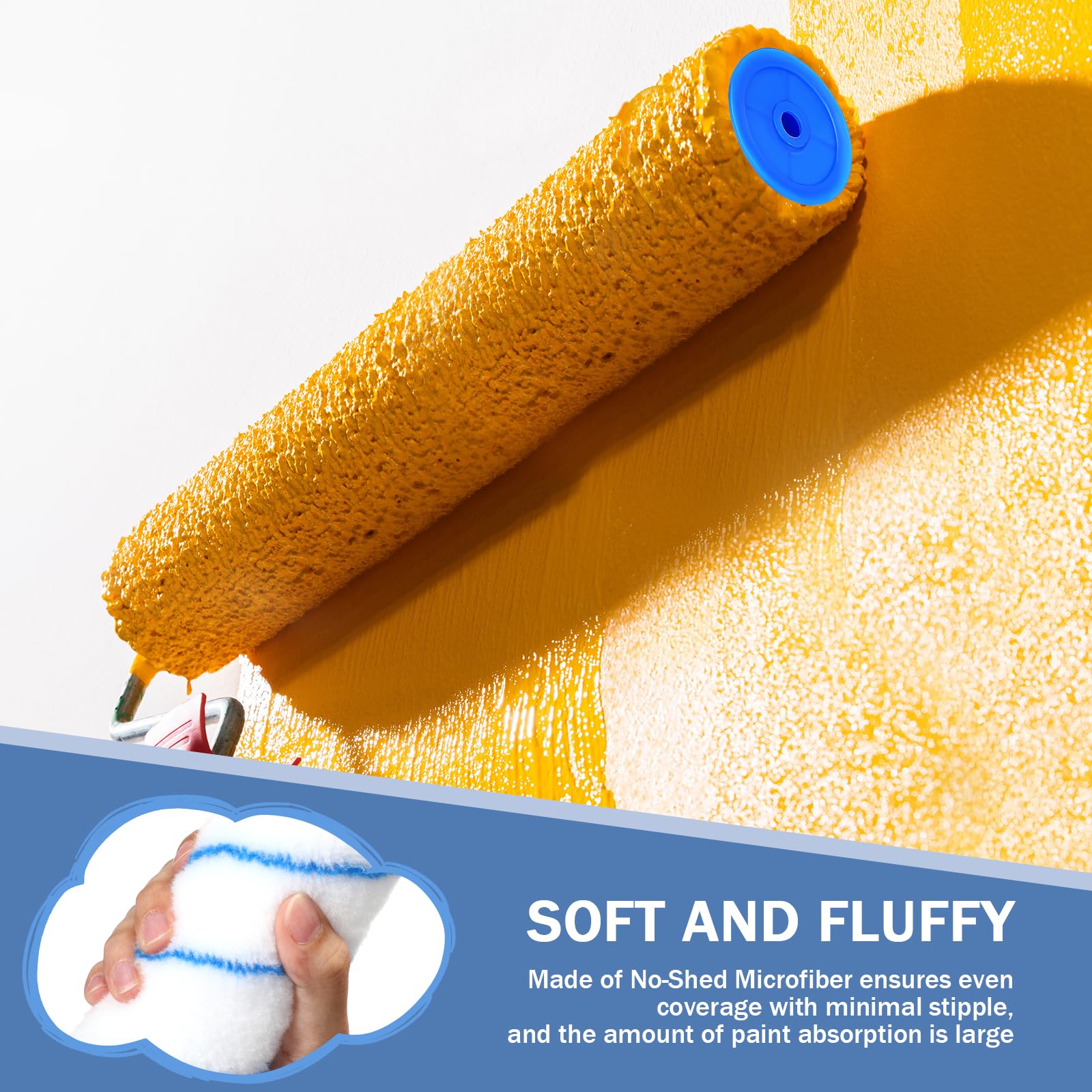 Leumoi 12 coperture per rulli in microfibra da 35,5 cm, ricambi per rullo di vernice, kit di pennelli per vernice, kit di verniciatura per interni e superfici di casa, strumenti di riparazione per la