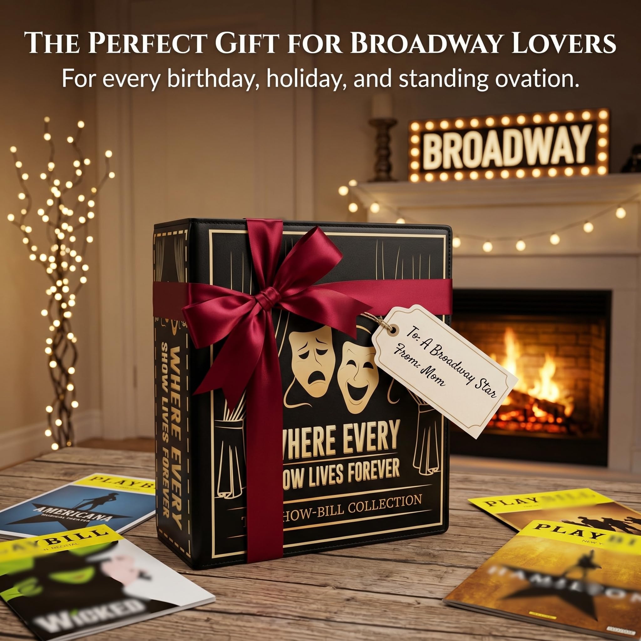 Broadway Playbill Binder with sleeves, Playbill Theater Holder & Showbill binder Organizer Album, Playbill Gifts for Women & Men, and Musical Theater Show Lovers, 25 protective sheets