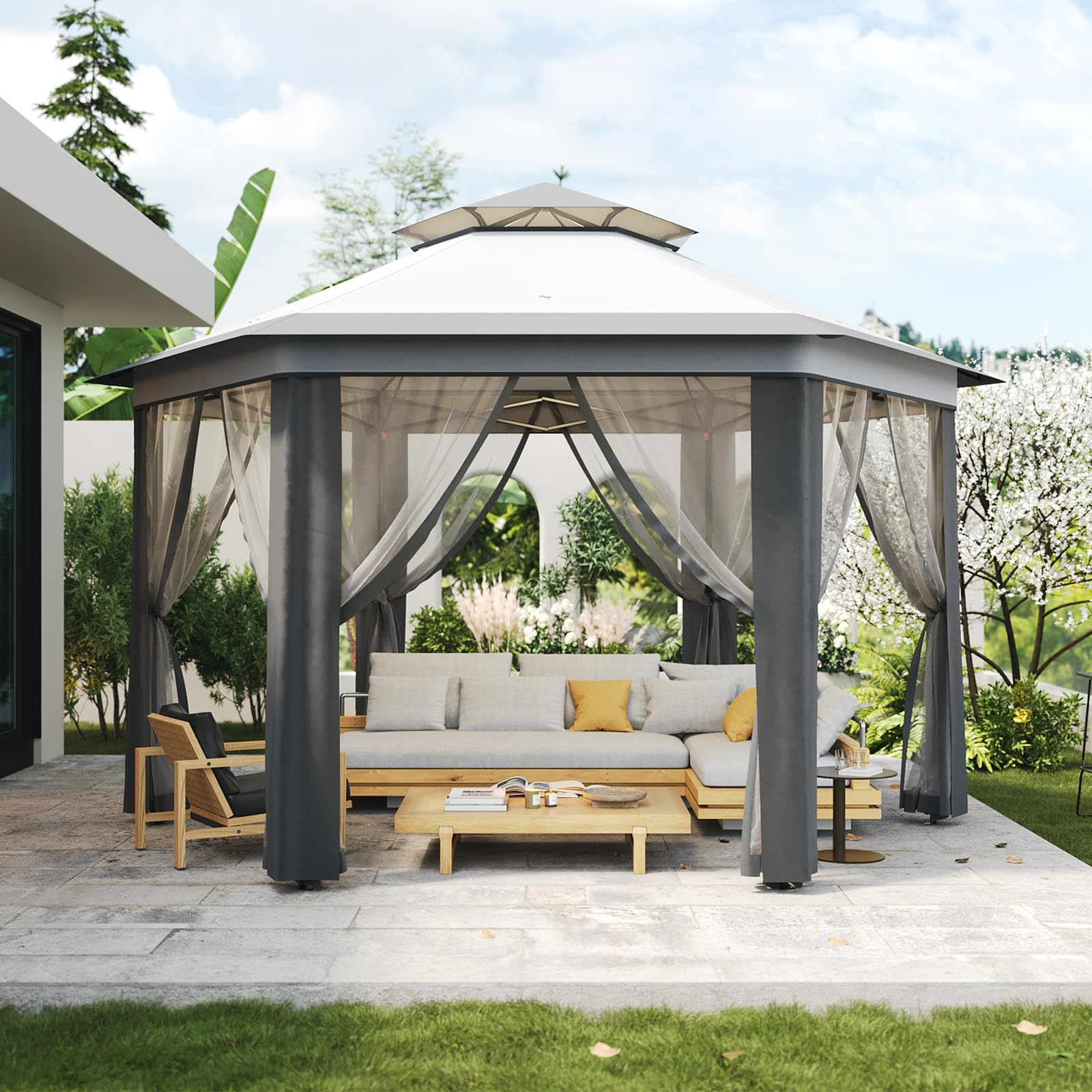 Amazon.com : 13' x 13' Pop-Up Gazebo, Hexagonal Canopy Shelter