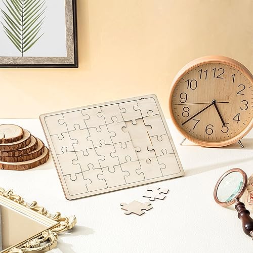 Miniatura 4 de Rompecabezas de madera sin terminar de 9 hojas, rompecabezas en blanco, rompecabezas de madera de forma libre, cosas para pintar, escribir y