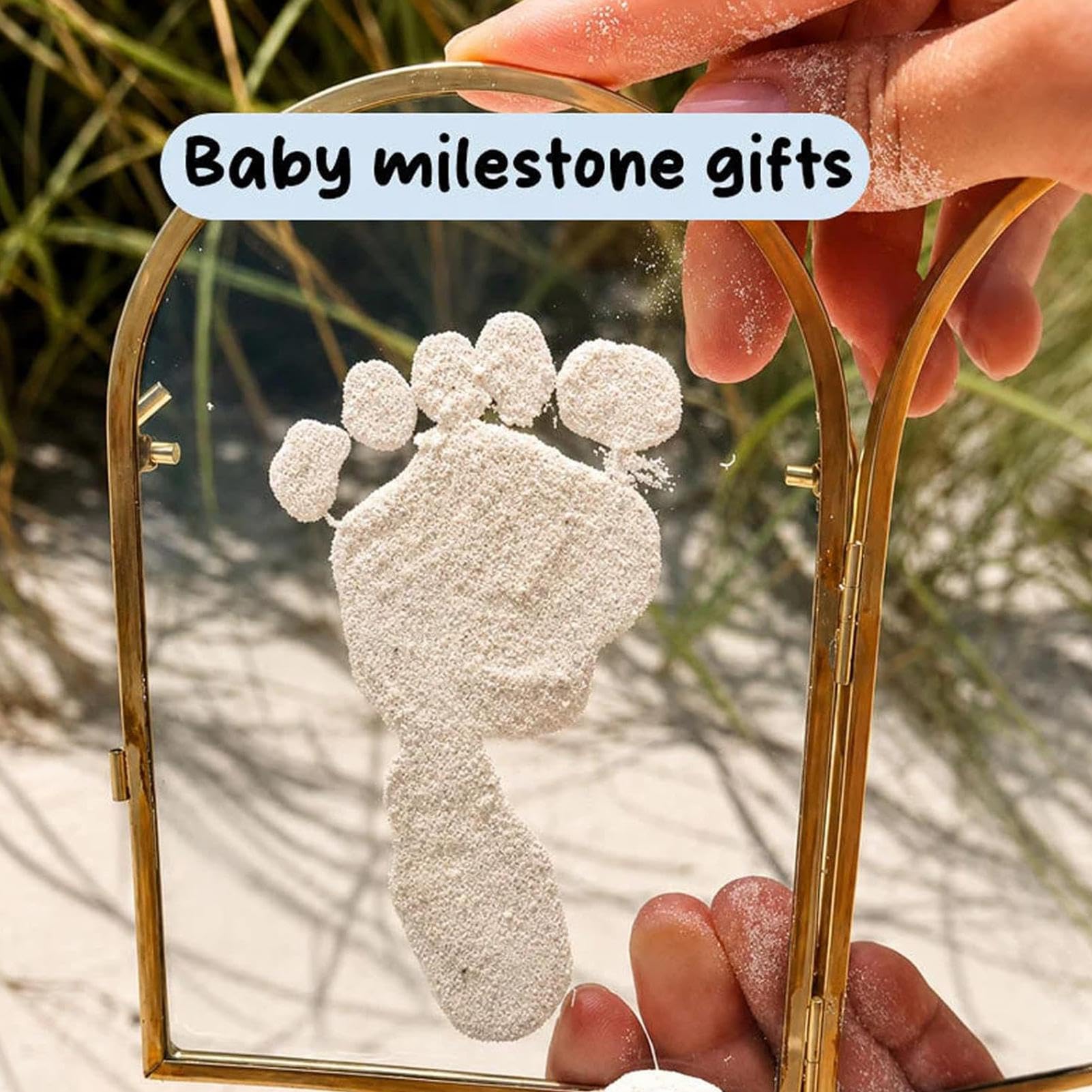 Baby- und -Andenkenrahmen, Sand, Hand- und Fußabdruck-Set, Katzen- und Hundepfotenabdruck-Set, personalisierbar für Duschen