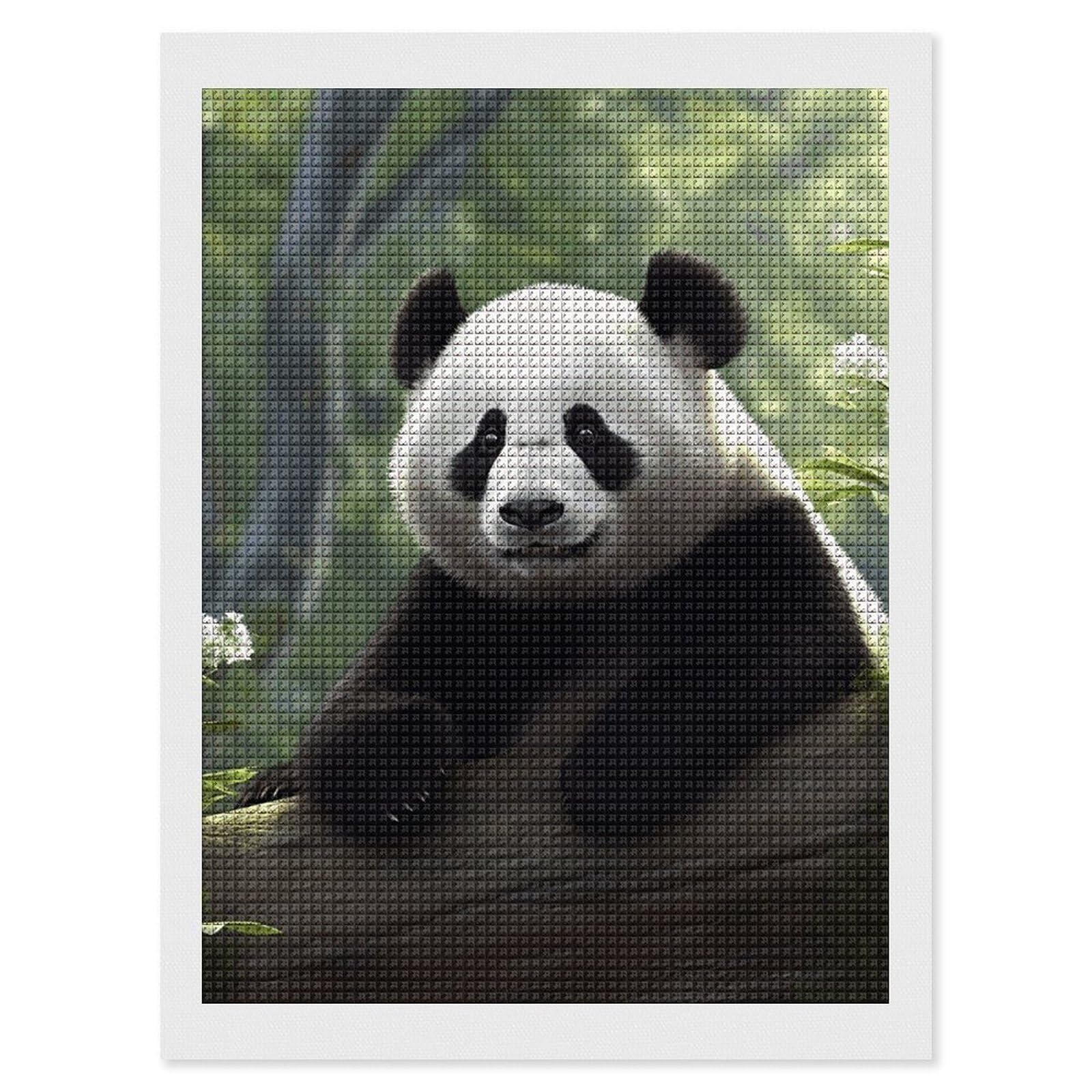 Lovely Panda Diamond Art Kits for Adults, DIY 5D Diamonds Painting Kits for Beginner, Round Full Drill Diamond Dots Painting, 12"x16" Diamonds Pictures Gem Art and Crafts Wall Decor