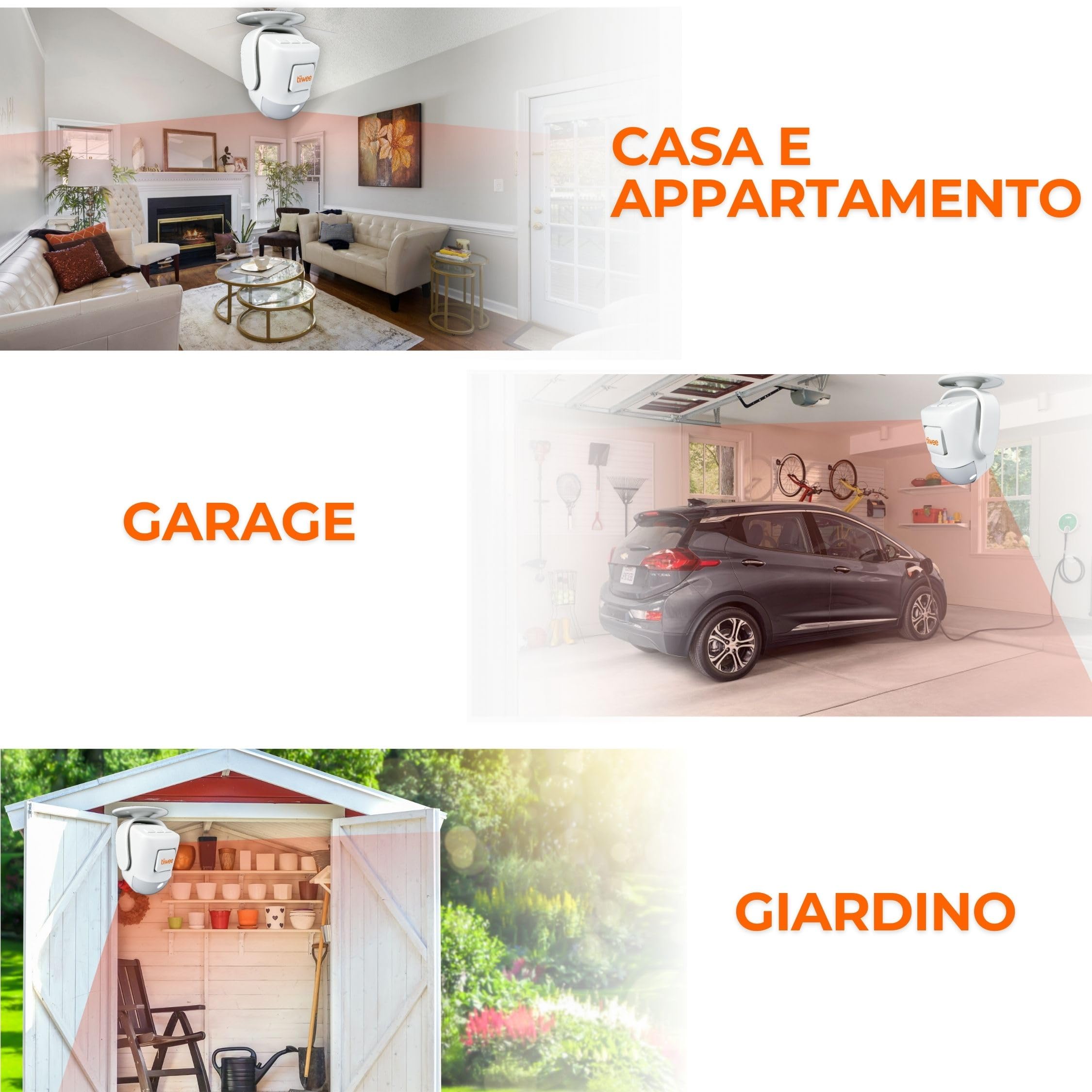 tiiwee X4 Rilevatore di Movimento e Sirena d'Allarme - Sirena da 120 dB - Sistema d'Allarme Antifurto con Telecomando - Espandibile - per Uso in Casa, Garage, Giardino, Capannone