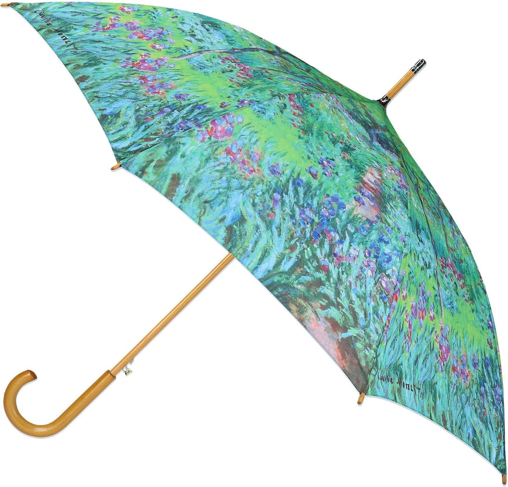 CTM® Women's Auto Open Monet Print Stick Umbrella, Monet