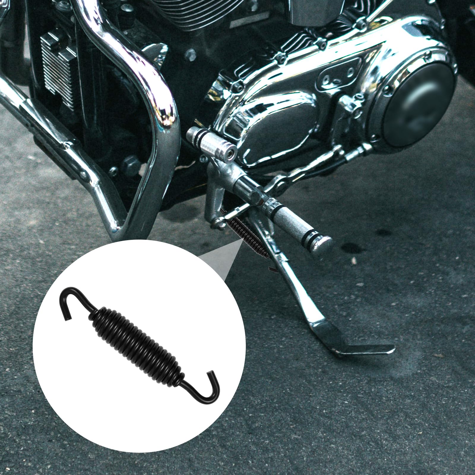 NQEUEPN Ressort de Béquille, 10,2cm Ressort de Béquille de Moto Ressort de Béquille de Scooter Ressort de Béquille Centrale pour Modèles Softail 2007-2018 Vélo Mini Vélo Scooter Électrique (Argent