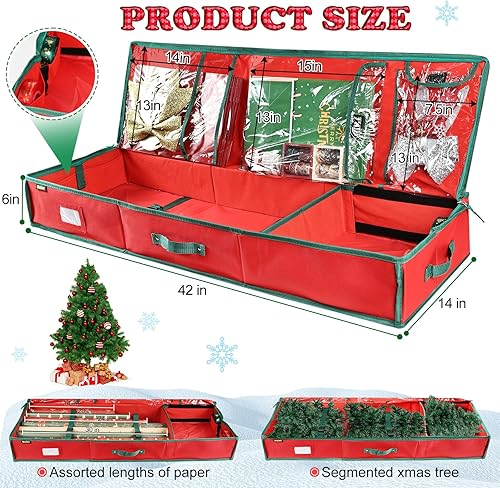 Miniatura 2 de Organizador de papel de regalo de 42 pulgadas, almacenamiento de papel de regalo de Navidad, resistente tela Oxford 600D, contenedores de accesorios