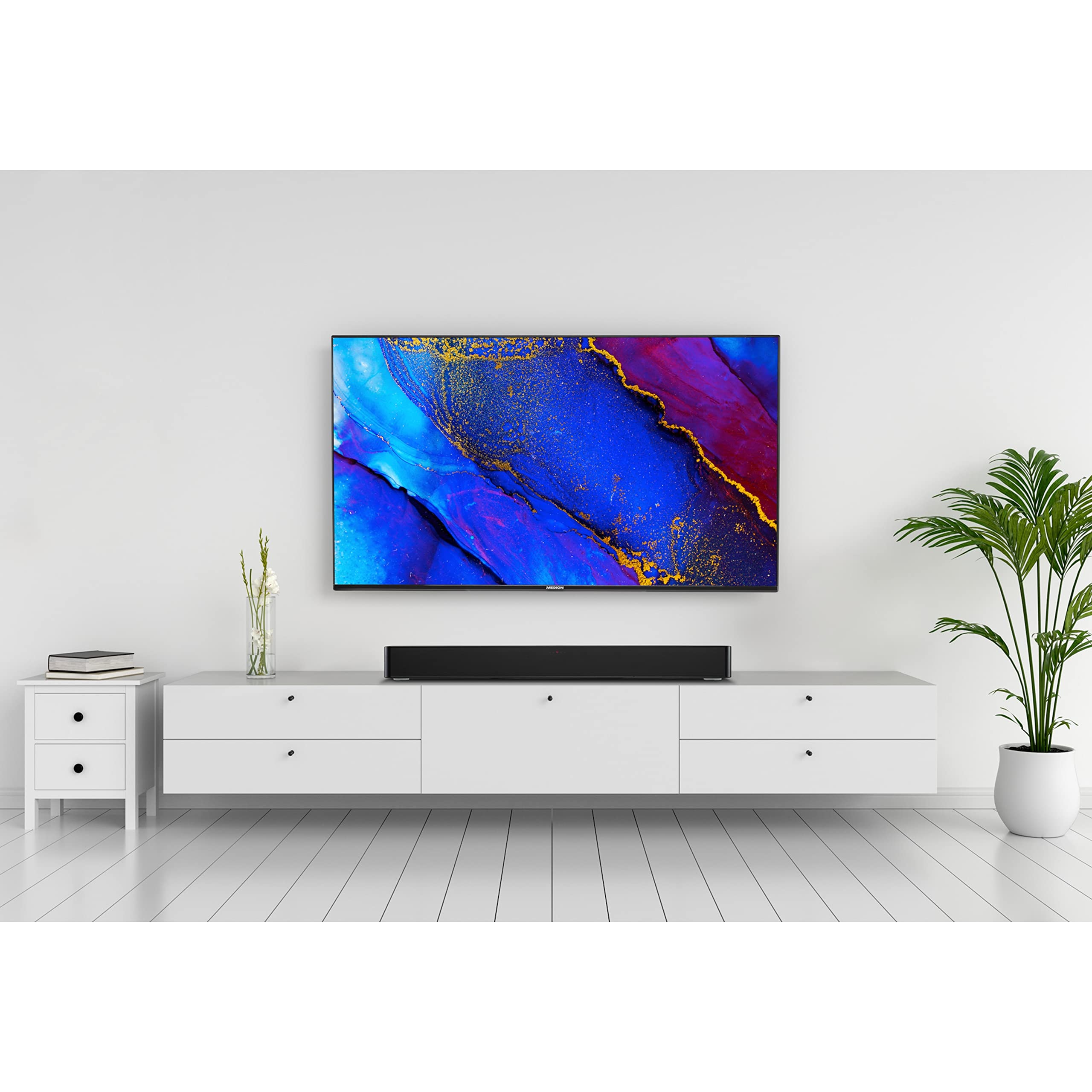 MEDION P61155 2.0 Soundbar mit Bluetooth (inkl. Fernbedienung, Touch-Steuerung, HDMI (ARC), AUX, optischer Eingang, 2 x 30 W RMS)