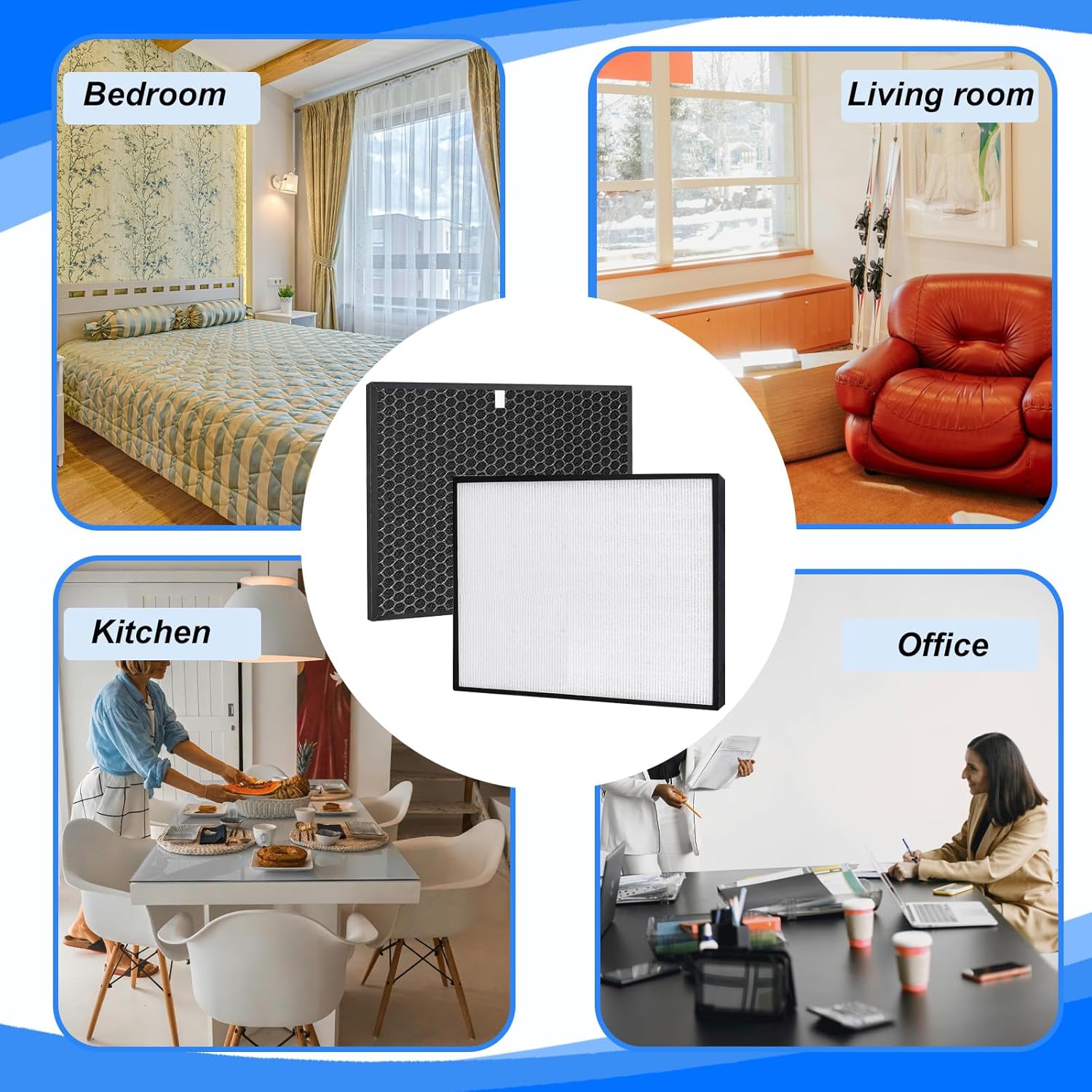 SPA-421A Replacement Filter Model Compatible with Rabbit-Air BioGS Classic SPA-421A SPA-582A, H13 HEPA + Activated Carbon Filter