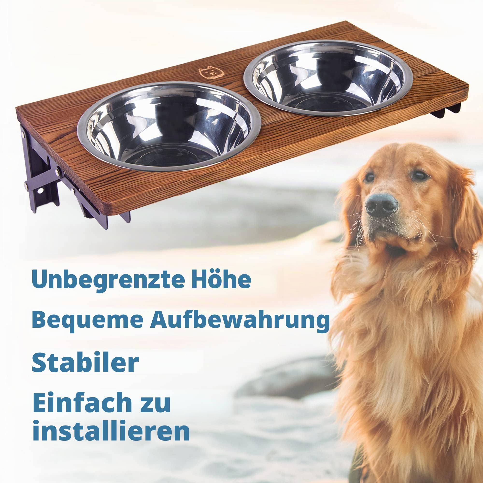 Faltbarer Hundenapf mit Ständer, erhöhter Futterspender für Hunde und Katzen, mittelgroße und große Hunde, 110 ml
