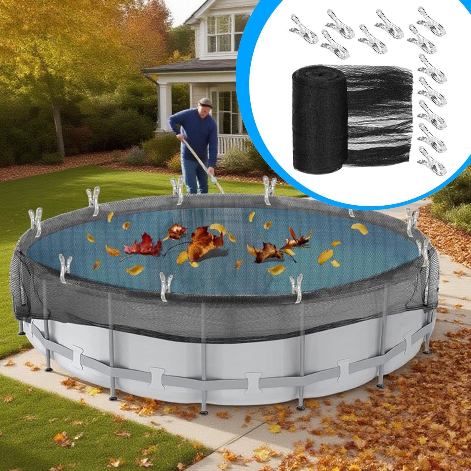 Cubierta de piscina segura con 12 grapas | Red de agua para protección solar | Ideal para mascotas y niños | Jacuzzi exterior e interior, jardín, hogar, uso comercial
