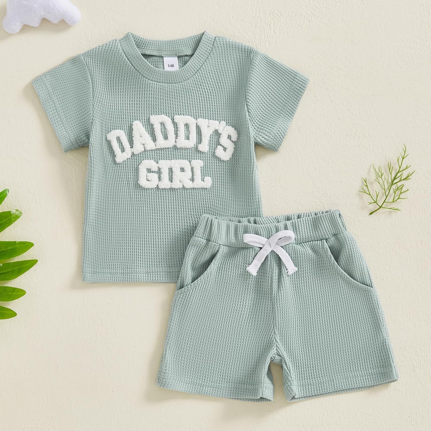 Daddys Girl Baby Clothes Summer Waffle Knit Letter Short Sleeve Shirt Shorts Toddler Girls Fathers Day Outfits - Image 2