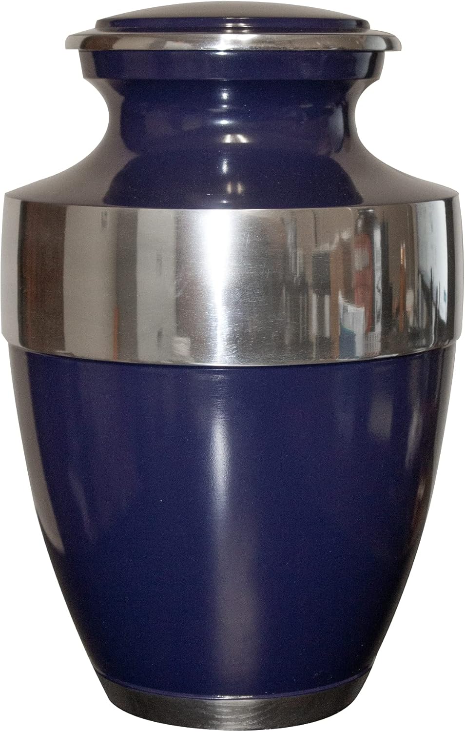 Blue Cremation Urn, Urns for Human Ashes, Customized Memorial Adult Human Urn with Velvet Bag and Personalization
